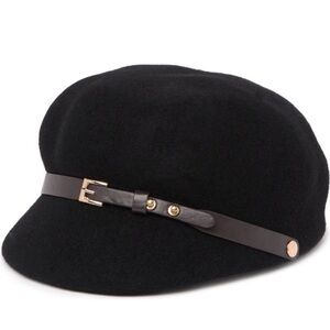 NWOT Nordstrom BUCKLED TRIM NEWSBOY CAP IN BLACK COMBO